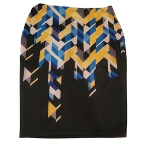 Bisou Bisou Colorful Geometric Patterned Skirt L